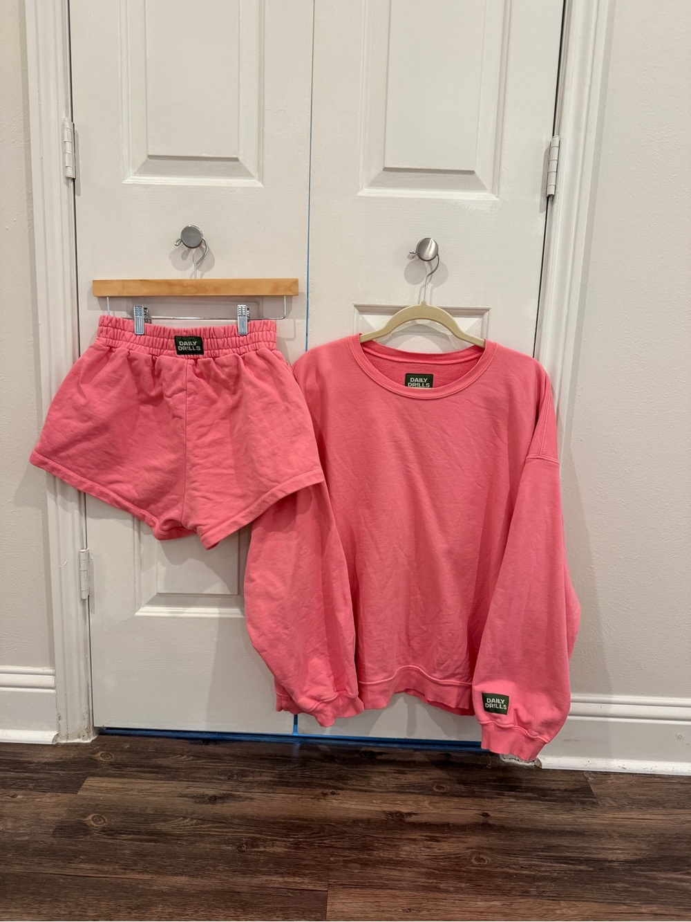 Daily Drills Cheeks Pink Crewneck Sweatshirt & Super Shorts Set